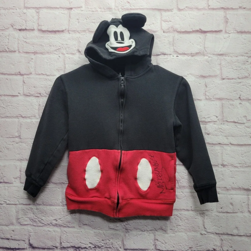 Autographed Disney Parks Mickey Mouse Fleece Hoodie Jacket Youth M Cosplay *READ